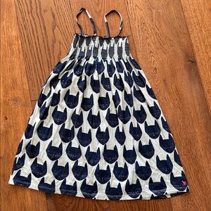 Pink Chicken Girls Blue Cat Print Smocked Dress Sz 7